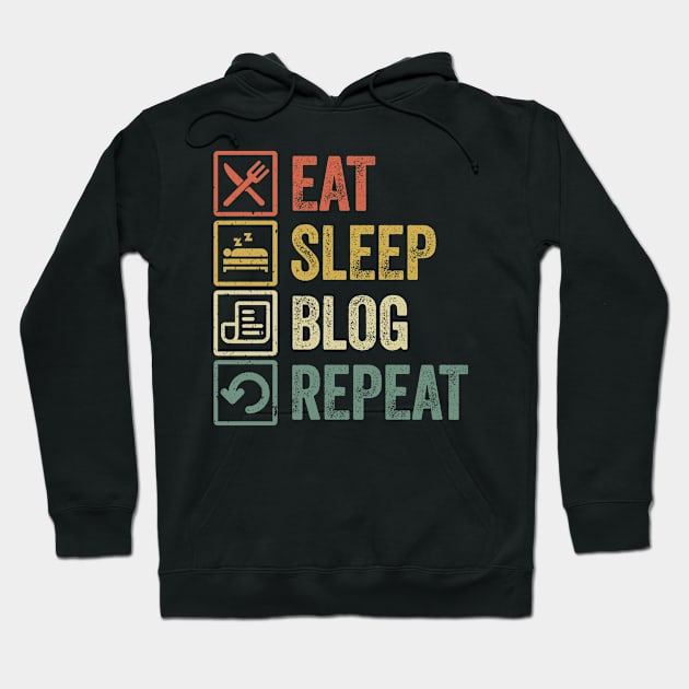 Funny eat sleep Blog repeat retro vintage gift idea Hoodie by Lyume